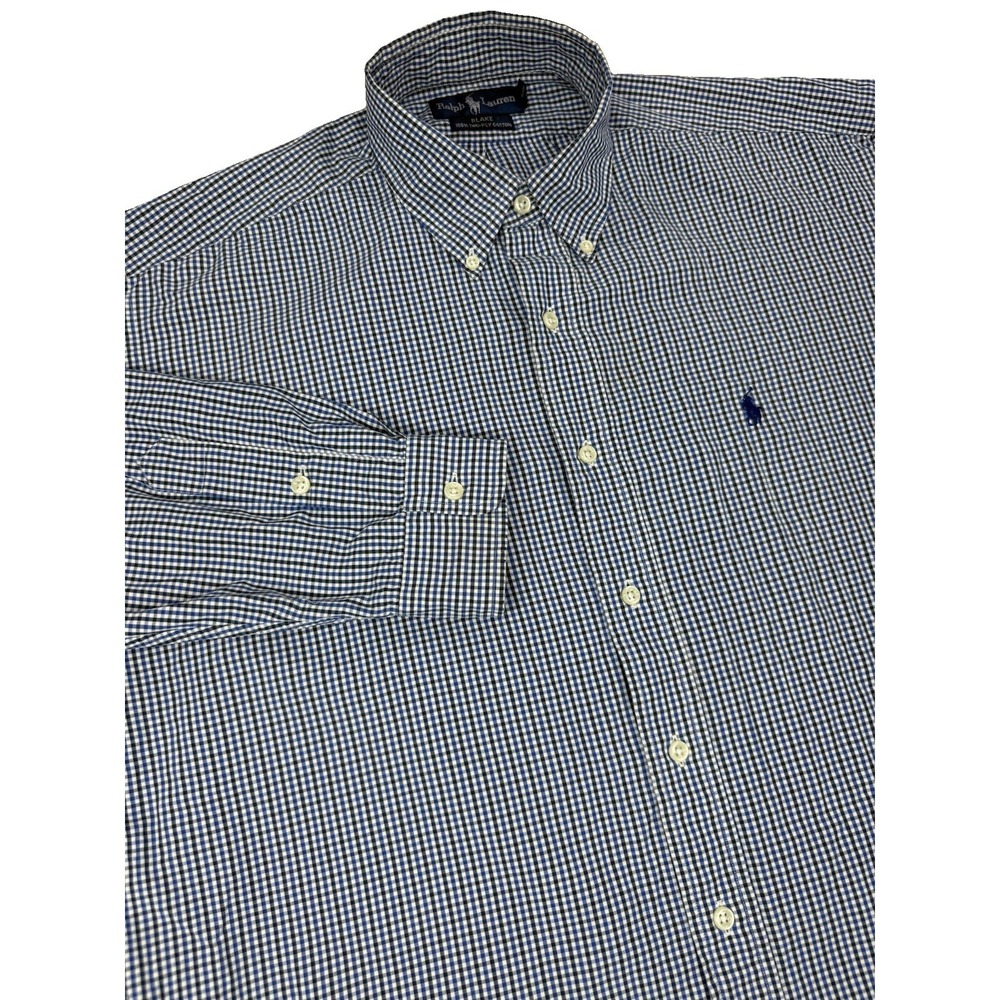 Ralph Lauren Blake Shirt Men's L Blue Black Gingham Check Button Down Pony